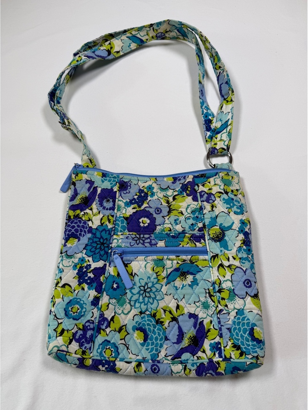 Vera Bradley Hipster Crossbody Bag Blue Purple Lime Green Floral Quilted